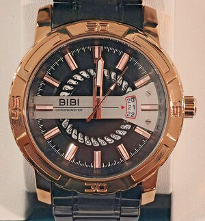 BIBI B0208 Black Dial, Rose Gold Case, With Black Band